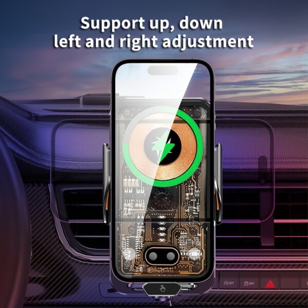 Bilolly 66W Fast Magnetic Car Charger & Phone Holder with 15W Wireless Charging, Auto-Clamping for iPhone 16-11, XR, XS, Samsung S25-S10+, Horizontal/Vertical Screen Adjustable Mount, Black Aluminum Alloy Design - Image 7