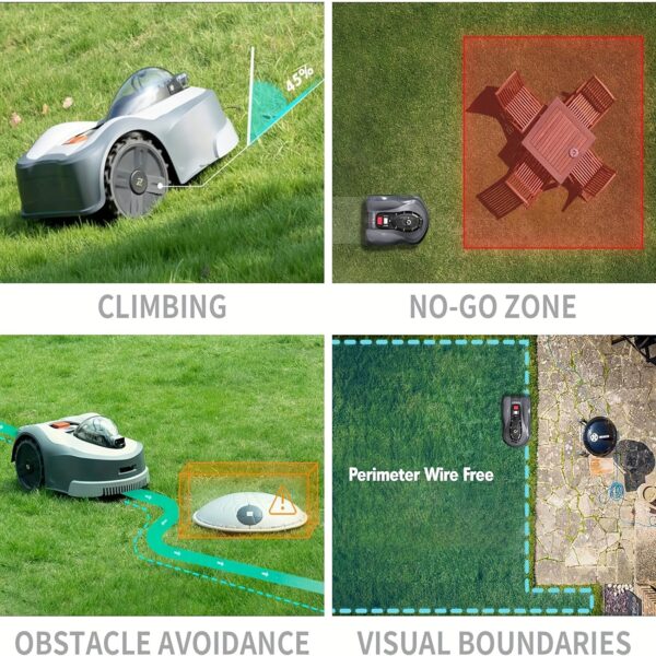 NOVABOT N2000 Smart Robotic Lawn Mower, Automatic Lawn Mower With Accurate Navigation And Obstacle Avoidance, All-Terrain Capabilities, U-Shape Path Planning, Perfect For 1.50 Acres Cut Height 0.8"-3.5" - Image 4