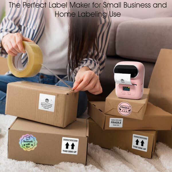 Thermal Label Maker Machine with Tape - Portable Wireless Barcode Label Printer for Small Business, Office, Home, Address, Mini Thermal Priner Compatible with Phone&PC - Image 8