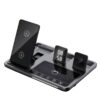 Grey 4-in-1 Fast Charging Station 15W Foldable Wireless Charger Stand with Smart Clock Display for iPhone, for iWatch, for Multiple Devices, Christmas, Thanksgiving And Birthday Gift, Christmas Gift