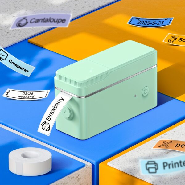 P31S Label Maker Machine Or Travel Case with Tape, Portable Thermal Printer Or Travel Case Sticker Maker Mini Label Maker with Multiple Templates, White Pink Green Three Colors - Image 3