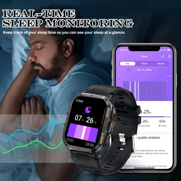 LIVLOV Sporty Smartwatch for Men & Women - 1. 96" HD Display, 100+ Sports Modes, AI Voice Assistant, Monitoring, Long-Lasting 370mAh Battery, for iPhone & for Android - Image 6