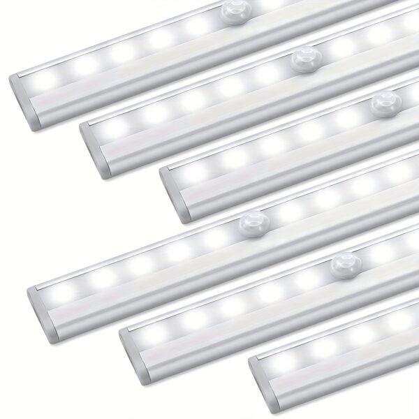 3-Pack Under Cabinet Lights, 10 LED Battery Operated Ultra-Bright Wireless Motion Sensor Light Indoor, Magnetic Dimmable Closet Lights, Wireless Under Counter Lights for Kitchen, Stairs, Available In 1-Pack - Image 2