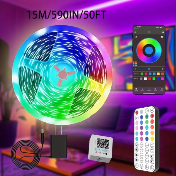Smart LED Light Strip, Bedroom LED Light, 44-Key Remote And App Control, Music Sync, Color Changing, Dimmable, Flashing, Timer, Lighting Decoration Living Room Party Light, Bedroom Decoration - Image 5
