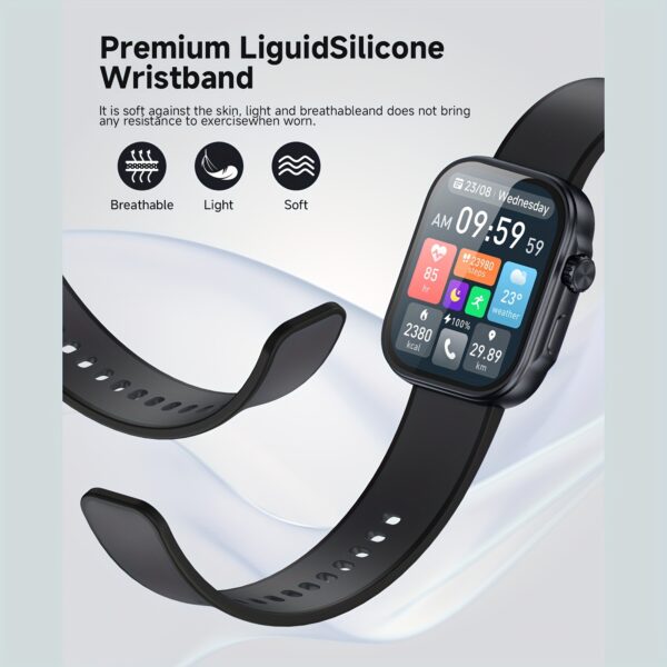 Souye Smartwatch for Men and Women - 1.99" AMOLED Display, Sleep Monitoring, AI Voice Assistant, Fitness Tracker, Compatible with Android & iOS, Calorie Counter, Camera Control, SMS Notifications, Pedometer, Music & Weather Updates, Smart Watch for Android Phones - Image 4
