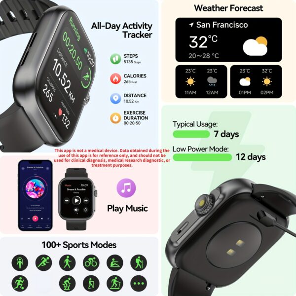 GPS Smart Watch, GPS Smart Watch For Men Women [GPS, Alexa Built-in], 24/7 Stress Monitor, Sleep & Fitness Tracker, Wireless Call, 100+ Sports Modes, Smart Watches For Android IOS (white) - Image 9