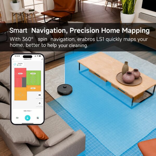 Smart Robot Vacuum And Mop Combo with Precision Mapping, Powerful Suction, Intelligent Navigation, Compatible with Alexa, Wi-Fi Connectivity, Rechargeable Lithium Battery, Automated Floor Care - Image 2