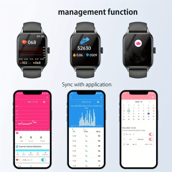 1.85" Smart Watch with Sleep Monitor & Wireless Calls - Fitness Tracker for Men & Women, 100+ Sports Modes, AI Voice Assistant, Calculator, USB Rechargeable, Compatible with Android & iPhone, Smart Watch for Android Phones - Image 8