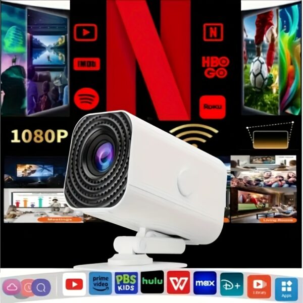 7000 Lumens Portable Mini Projector, Support 4K Projector, 1080P Dual Wifi Same Screen, Home Theater Outdoor Portable, 180° Projection Angle Adjustable, Compatible with AV/ USB/ IOS/ Android - Image 3