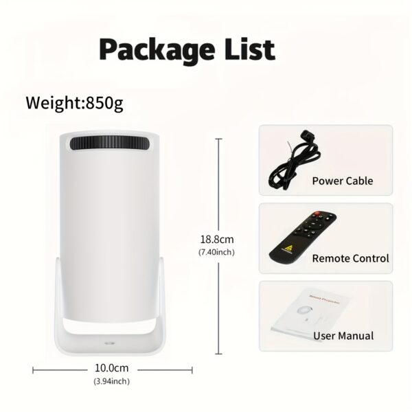 HY300 Pro Mini Portable Projector, Native 1080P Supports 4K/260ANSI Smart Projector with WiFi 6 BT 5.0, Screen Adjustment, 180 Degree Rotation, Home Video Projector Built-in Android 11.0 OS - Image 2