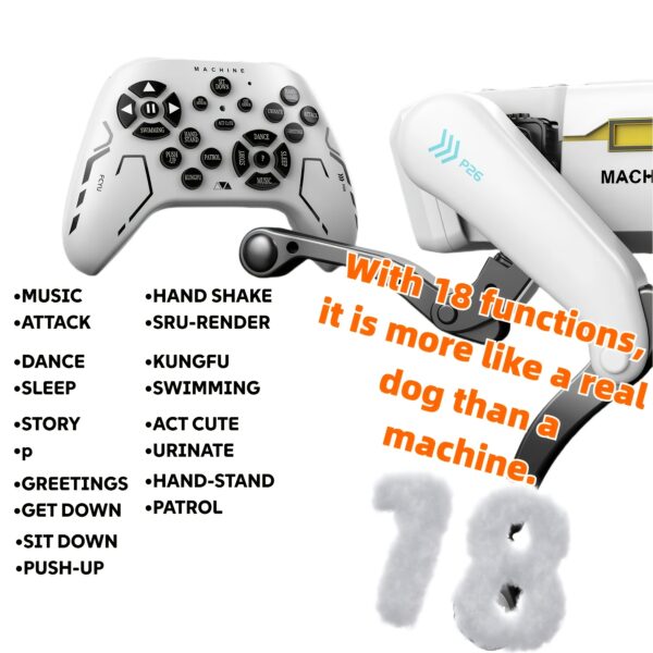 New Upgraded Model Smart Robot Dog -Application Control, AI Voice Activation, 18 Skills (Kung Fu, Dance, Swimming), USB Charging, Wireless Remote Control, Stylish Futuristic Design, Perfect for Gift Giving and Daily Entertainment - Image 8