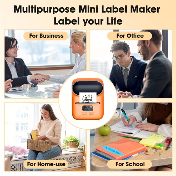 Barcode Printer - Label Maker Machine Wireless Themal Label Printer for Small Business, School, Barcode, Address, Jewelry, Clothing, Organizing, Orange - Image 9