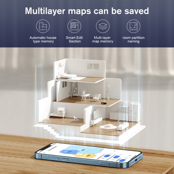 ZCWA M30M30 Robot Vacuum Cleaner, Sweeping Robot, Automatic Charging Intelligent Sweeping Robot Power Application Control Water Tank Wet Robot Vacuum Cleaner Electric Sweeper, Multi-layer Map, Customized Dry And Wet Room Cleaning - Image 9