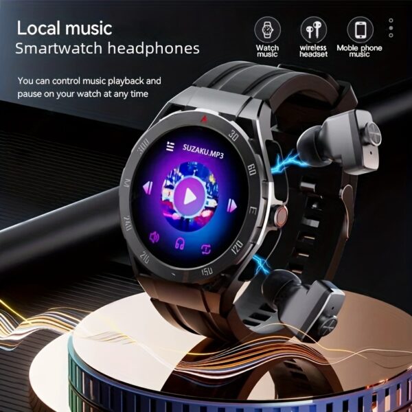 2025 New Smart NFC Watch, TWS 2-in-1 Wireless Dual Earphones Sports Smart Watch, 1.43-inch 466 * 466 HD Screen, Wireless Call, AI Voice Assistant, Multiple Exercise Modes, Fitness Tracker, Men'S Fashion Sports Watch, Men'S Gifts - Image 8