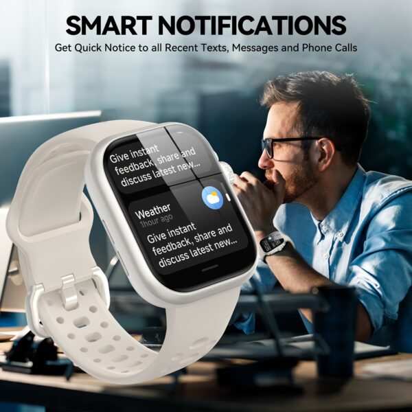 Anyloop White Smart Watch For Men Women [GPS, Alexa Built-in], 24/7 Stress Monitor, Sleep & Fitness Tracker, Wireless Call, 100+ Sports Modes, Smart Watches For Android IOS (Black) - Image 8