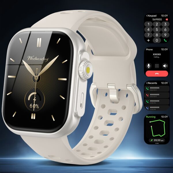 Anyloop White Smart Watch For Men Women [GPS, Alexa Built-in], 24/7 Stress Monitor, Sleep & Fitness Tracker, Wireless Call, 100+ Sports Modes, Smart Watches For Android IOS (Black)