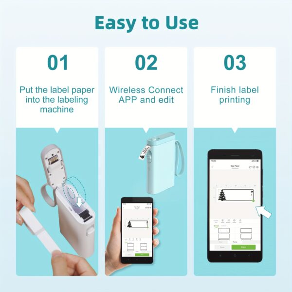 P21 Wireless Thermal Label Maker Machine with 1 Roll Of Paper, Intelligent Portable Printer, High Quality Printing, Multiple Creative Function&Templates - for Office, Home, School to Notes, And Memos - Image 5