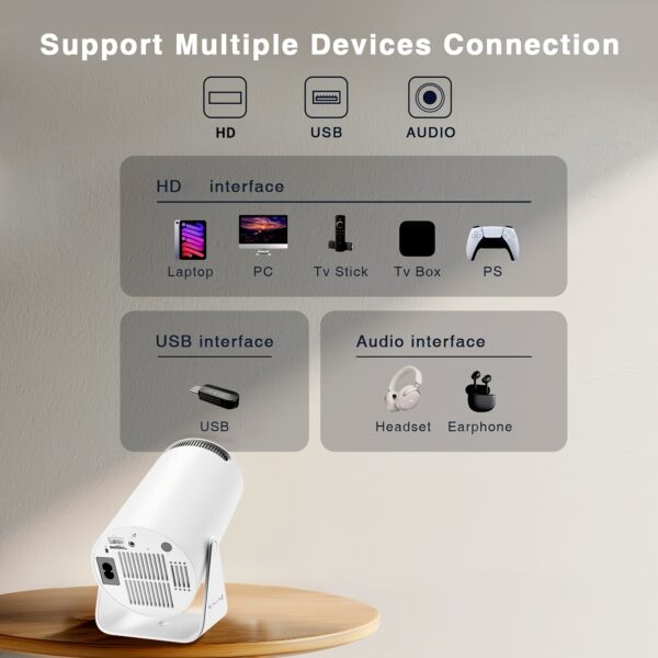 HY300 Pro Mini Portable Projector, Native 1080P Supports 4K/260ANSI Smart Projector with WiFi 6 BT 5.0, Screen Adjustment, 180 Degree Rotation, Home Video Projector Built-in Android 11.0 OS - Image 13