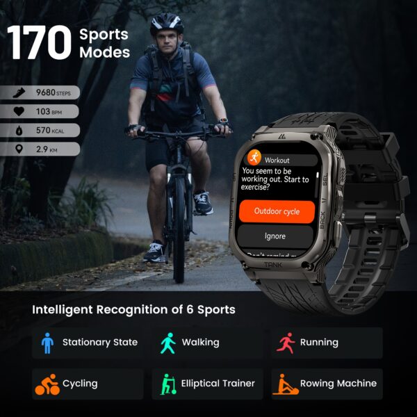 2025 KOSPET M3 Smart Watch Men 480mAh 60 Days Extra-Long Battery Rugged Smartwatches Wireless Call 5ATM IP69K 1.43" AMOLED Always On Display Screen 170+ Sports Modes 6 Smart Recognition Sports Corning Gorilla Glass Multiple Watch Faces 24H Health Monitor AI Assistant Digital Electronic Men'S Smartwatch Compatible For Android IPhone - Image 10
