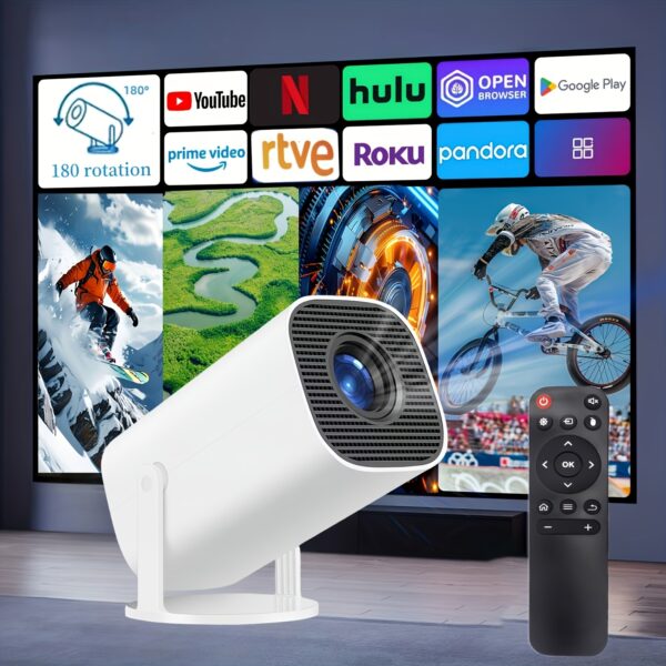 Native Resolution 1280x720P, Portable Wireless Smart Projector, Supports 4K Video Decoding, Mini Projector, Home Theater Projector, Auto Keystone, 180° Rotation, HiFi Speaker, Gaming And Entertainment