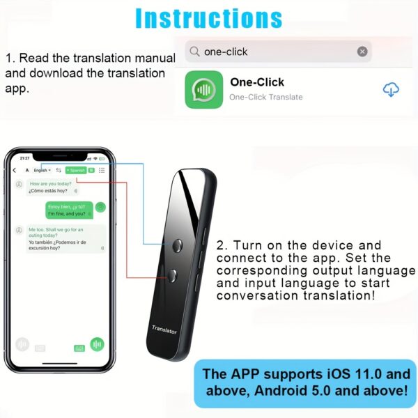 Portable Language Translator Device, Two-Way Instant Translator, APP Online Voice Translation, 137 Languages Supported, High Accuracy Translator Device For Travel Business Learning - Image 8