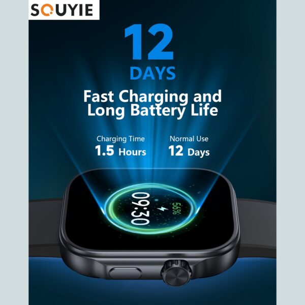 Souye Smartwatch for Men and Women - 1.99" AMOLED Display, Sleep Monitoring, AI Voice Assistant, Fitness Tracker, Compatible with Android & iOS, Calorie Counter, Camera Control, SMS Notifications, Pedometer, Music & Weather Updates, Smart Watch for Android Phones - Image 5