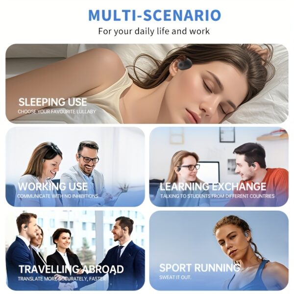 Wireless Translation Headphones with AI Voice Translation, No Latency Music, Real-Time Speech Translation, 150 Language Support, Type-C Charging, Includes Free Lanyard - Ideal for Multilingual Communication, Music Listening|Sleek Wireless Earbuds|Durable Charging Case - Image 9