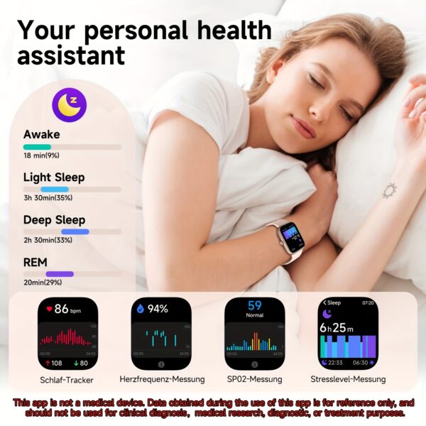 FUVEHA Smart Watch Support For IPhone& Android Wireless 5.3 Call Function Message Incoming Call Alert Alexa Voice 1.91 "Large Screen DIY Dial Weather Forecast 100+ Sports Mode Music Playback Pedometer Sleep Management Women'S Periods Smart Watch - Image 5