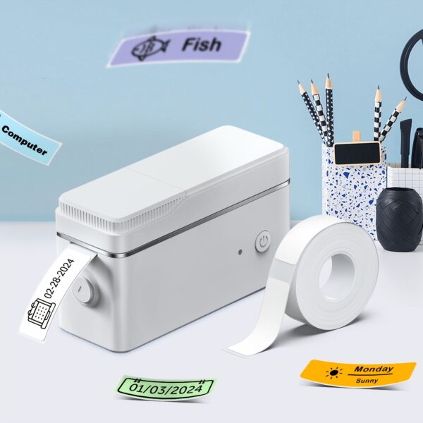 P31S Label Maker Machine Or Travel Case with Tape, Portable Thermal Printer Or Travel Case Sticker Maker Mini Label Maker with Multiple Templates, White Pink Green Three Colors - Image 5
