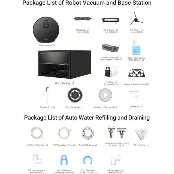 DREAME X40 Master Robot Vacuum Cleaner, 12, 000Pa Suction, Auto Refilling & Draining, Smart Navigation, Mop Self-Cleaning, Pet-Friendly, 11 Inch Compact Base, Alexa/ Siri/ Google Home Compatible - Certified Refurbished (99% New) - Image 9