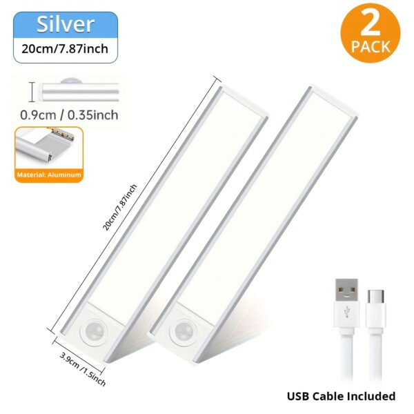 4/2pcs Motion Sensor Under Cabinet Lights, 3 Color Temperatures Wireless USB Rechargeable Night Light, Indoor Closet Lights, Stick-On Anywhere Magnetic Under-Counter Light Fixtures For Kitchen Cabinet Wardrobe Cupboard Stairs, Available In 2pcs. - Image 11