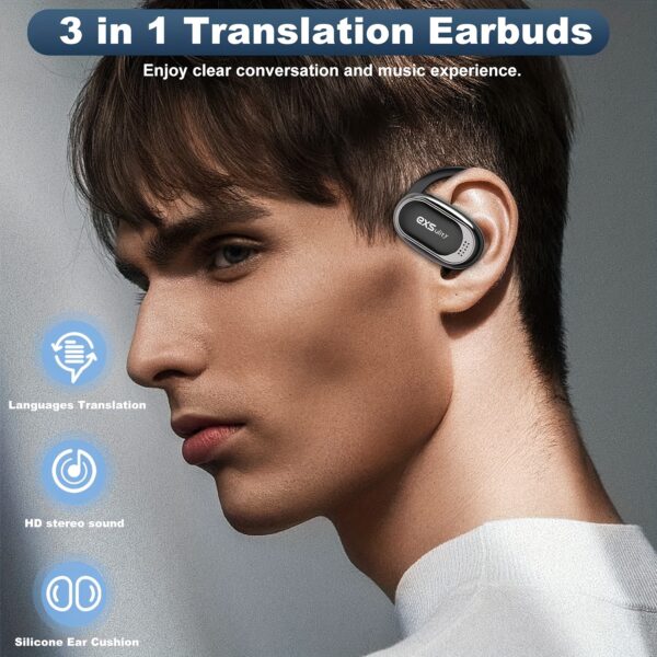 AI Wireless Translation Earbuds-144 Language Translator Earbuds-5.4 Music Headphone with Travel Charging Case-Smart Translation Device-Perfect Gift for Business Travelers & International Communicators - Image 4