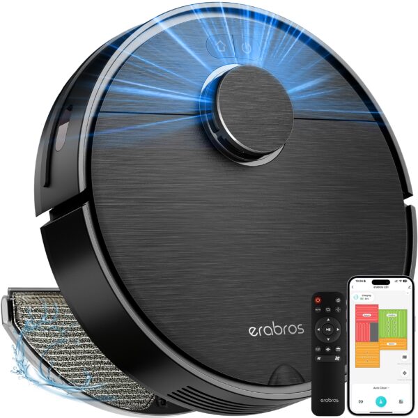 Smart Robot Vacuum And Mop Combo with Precision Mapping, Powerful Suction, Intelligent Navigation, Compatible with Alexa, Wi-Fi Connectivity, Rechargeable Lithium Battery, Automated Floor Care