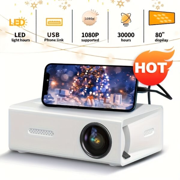 Portable HD Projector, Mini Home Theater Projector with 1080P Support, Office Projector, Compatible with USB, SD Card, Mobile Phone, Ideal Gift for Valentine's Day And Birthday, Native 320P - Image 9