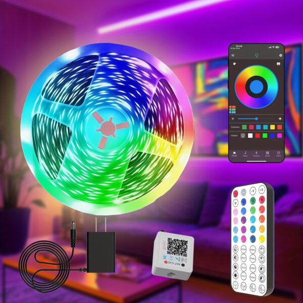 Smart LED Light Strip, Bedroom LED Light, 44-Key Remote And App Control, Music Sync, Color Changing, Dimmable, Flashing, Timer, Lighting Decoration Living Room Party Light, Bedroom Decoration