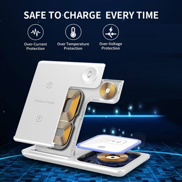 Foldable 3 in 1 fast charging station, 15W Wireless Charger Stand for iPhone 15, 14, 13, 12, 11/Pro/Max/Mini/Plus, X, XR, XS/Max, SE, 8/Plus, suitable for iWatch 1-9, suitable for Airpods 3/2/Pro - Image 6