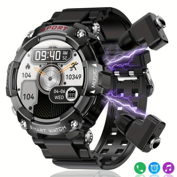 EIGIIS Men's And Women's Smart Watch 1.52inch Round Screen Smartwatch With Headphones, Wireless Connection To Communication Devices, Wireless Music HIFI9D Sound Quality, AI Voice Assistant, Custom Dials, Sleep Monitoring, Sports Recordings, Suitable For Sending Friends Smartwatch - Image 3