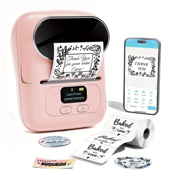 Thermal Label Maker Machine with Tape - Portable Wireless Barcode Label Printer for Small Business, Office, Home, Address, Mini Thermal Priner Compatible with Phone&PC
