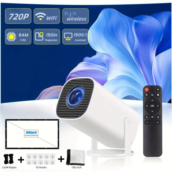 Native Resolution 1280x720P, Portable Wireless Smart Projector, Supports 4K Video Decoding, Mini Projector, Home Theater Projector, Auto Keystone, 180° Rotation, HiFi Speaker, Gaming And Entertainment - Image 3