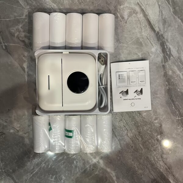 Compact Portable Thermal Printer - Photo & Label Printing, Inkless Doodle, USB Rechargeable, White Body, Ideal for Office Use, Label Maker | Sleek White Design | USB Rechargeable Printer - Image 3