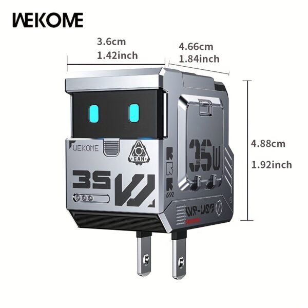 WEKOME WP-U07 Gallium Nitride 35W Fast Charging A+C) Dual Port Fast Output, Portable Folding Plug Travel Essential, Smart Chip Temperature Control, Supports Multiple Charging Protocols, Suitable for Most Mobile Phones and Tablets - Image 4