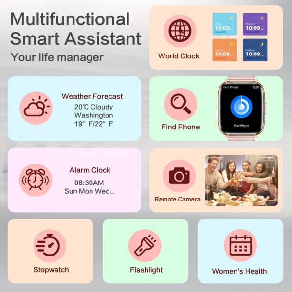 2025 Latest Lightweight Women'S Watch, 120+ Sports Tracker Lightweight Women'S Watch For Small Wrists, 1.75 Inch AMOLED Screen Men'S Smart Watch, 130g Ultra Light Smart Watch, AL Smart Voice Control, Fitness Watch With Da GPT, AI, Wireless Calling, Message Notification, Voice Assistant, Stress And All-Day Sleep Monitoring, Screen-Off Clock Always Display, Weather, Alarm, Music, Suitable For Android IOS, 1.75 Inch AMOLED Screen Men'S Smart Watch - Image 8