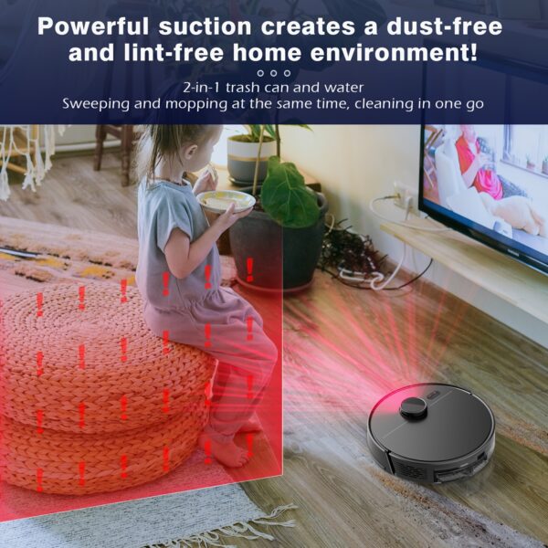 ZCWA M30M30 Robot Vacuum Cleaner, Sweeping Robot, Automatic Charging Intelligent Sweeping Robot Power Application Control Water Tank Wet Robot Vacuum Cleaner Electric Sweeper, Multi-layer Map, Customized Dry And Wet Room Cleaning - Image 10