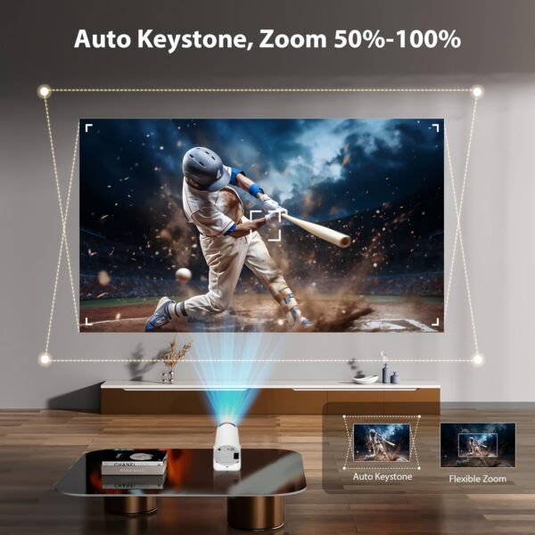HY300 Pro Mini Portable Projector, Native 1080P Supports 4K/260ANSI Smart Projector with WiFi 6 BT 5.0, Screen Adjustment, 180 Degree Rotation, Home Video Projector Built-in Android 11.0 OS - Image 11