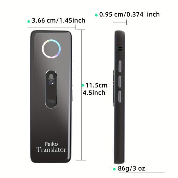 Péiko X9 Compact Language Translator Device - 136 Languages, Two-Way Voice Translation with Offline Support for 11 Languages, High Accuracy for Travel, Business & Education, Wireless Enabled, Rechargeable Battery, Sleek Black Design, Business Language Tool | Portable Voice Translator | Userfriendly Interface - Image 2
