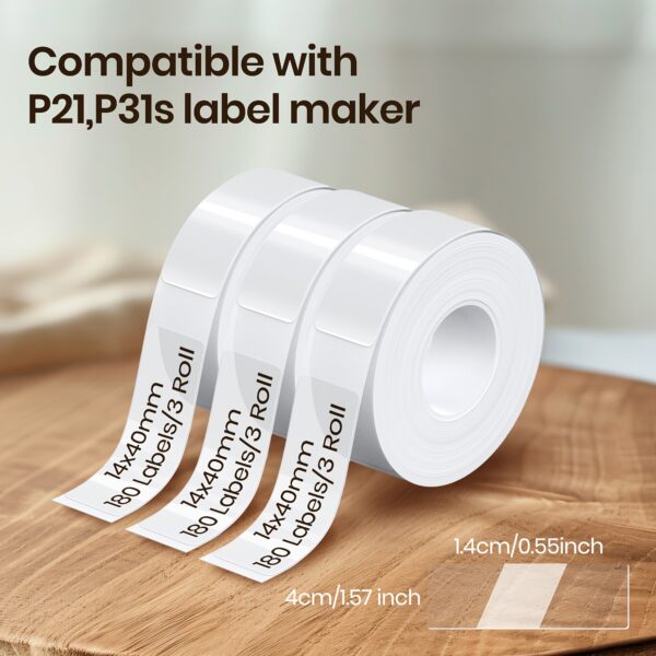 P31S label printer/label paper1roll or 3rolls, portable label machine with wireless connection and multiple templates, fast file system output, various colors of label paper suitable for printing address, logo, clothing labels in offices and homes - Image 5