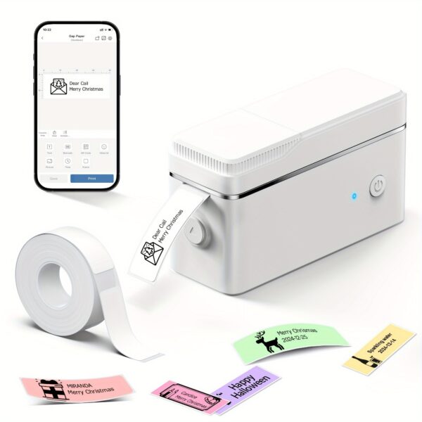 P31S Label Maker Machine with Tape, Portable Thermal Printer, Portable Label Printer for Organizing Storage Office Home, Sticker Maker Mini Label Maker with Multiple Templates, White