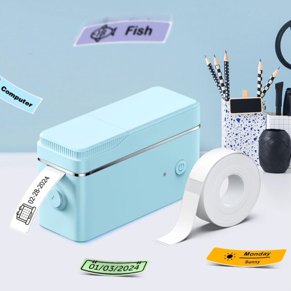 P31S Label Maker Machine Or Travel Case with Tape, Portable Thermal Printer Or Travel Case Sticker Maker Mini Label Maker with Multiple Templates, White Pink Green Three Colors - Image 9