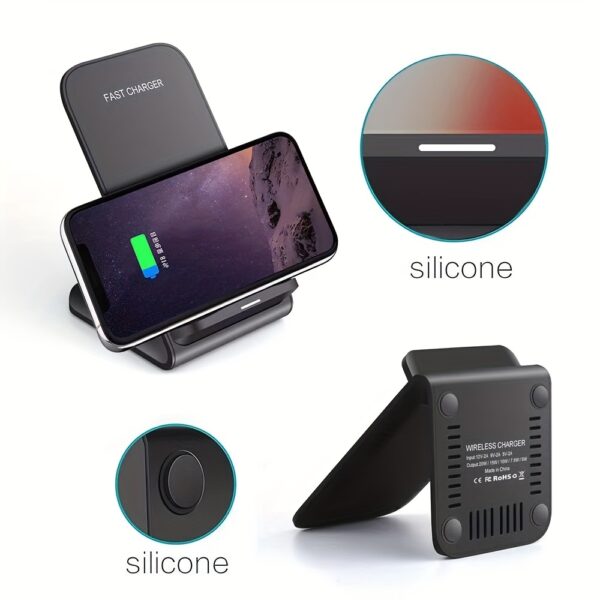 Wireless Charger Fast Charging Stand Wireless Android Desk Phone Charger Stand For Samsung Galaxy S24 Ultra S23, IPhone 15 Pro Max Plus 14 13 12 - Image 7