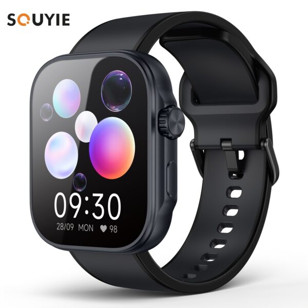 Souye Smartwatch for Men and Women - 1.99" AMOLED Display, Sleep Monitoring, AI Voice Assistant, Fitness Tracker, Compatible with Android & iOS, Calorie Counter, Camera Control, SMS Notifications, Pedometer, Music & Weather Updates, Smart Watch for Android Phones